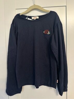 Catimini Navy Long Sleeve Shirt with Embroidered Accent
